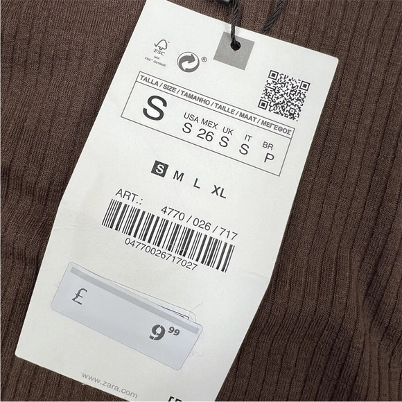 Zara Womens Top Brown UK S Sleeveless Ruched Adjustable Sides Ribbed High Neck - Picture 15 of 16